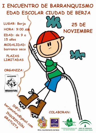 I Encuentro de Barranquismo en Edad Escolar de la FAM, el 25 de noviembre en Berja