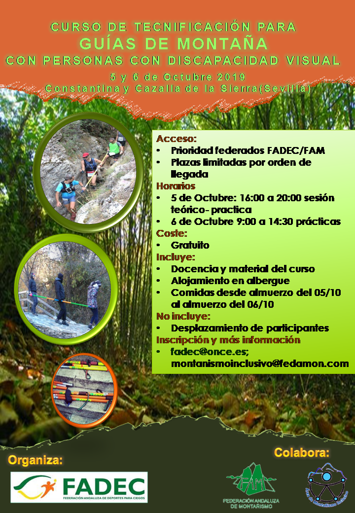 Últimos días para inscribirse en el Curso de Tecnificación de Guías de Montaña para personas con discapacidad visual