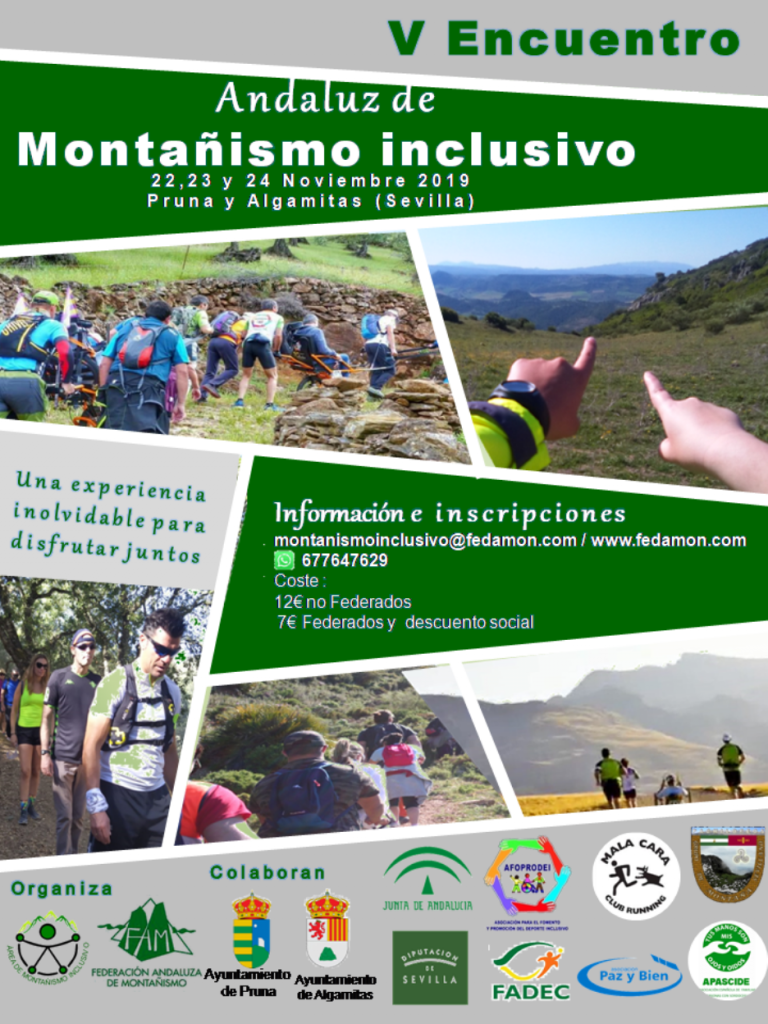Pruna y Algámitas acogerán el V Encuentro Andaluz de Montañismo Inclusivo