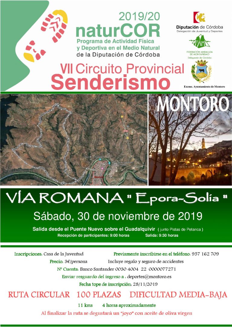 La séptima edición del programa NaturCOR comenzará en Montoro con la Ruta Romana “Epora-Solia”