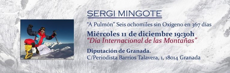 Cierre de lujo del Festival Andaluz de las Montañas con Sergi Mingote y su conferencia «A Pulmón» Seis ochomiles sin oxígeno en 367 días