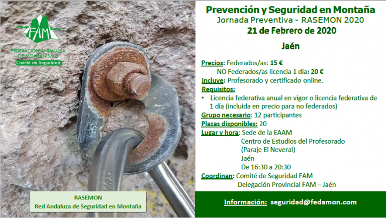 Nueva Jornada Preventiva – RASEMON 2020, en Jaén el 21 de febrero