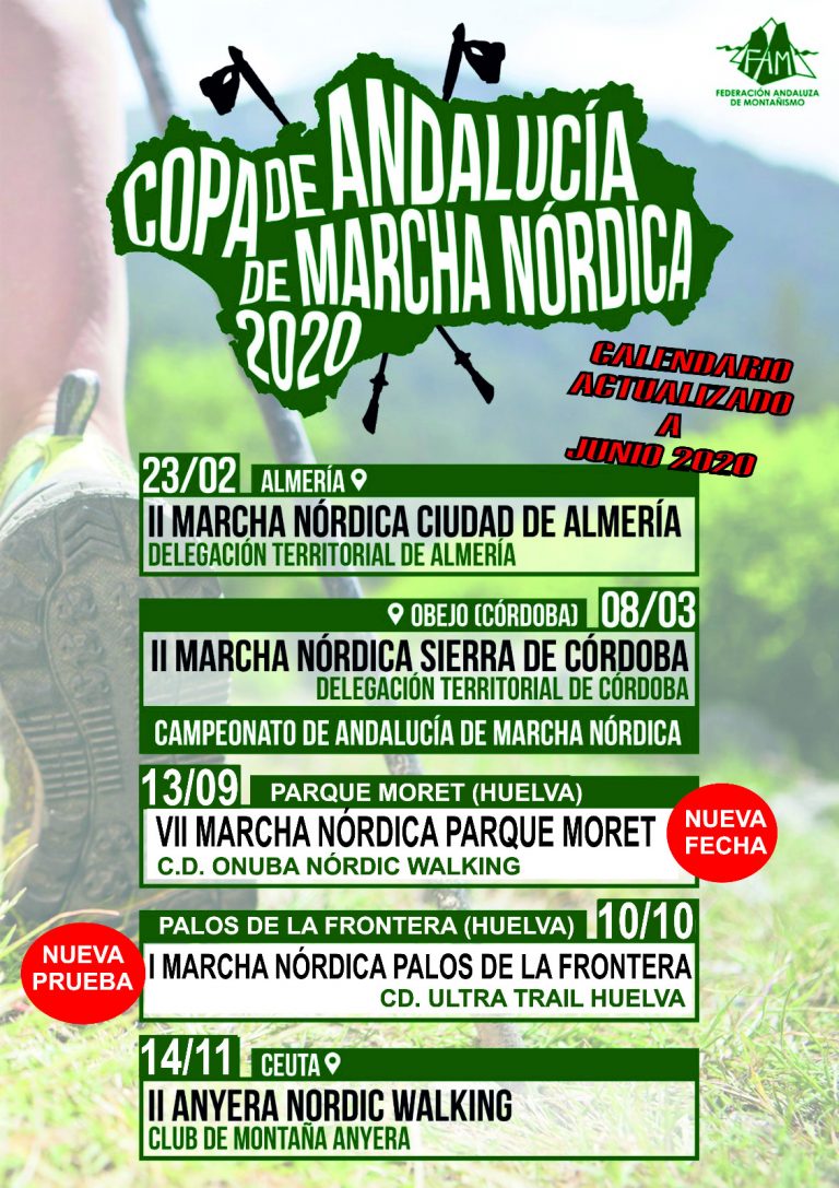 Aprobado el Calendario Oficial de Copa Andaluza de Marcha Nórdica 2020