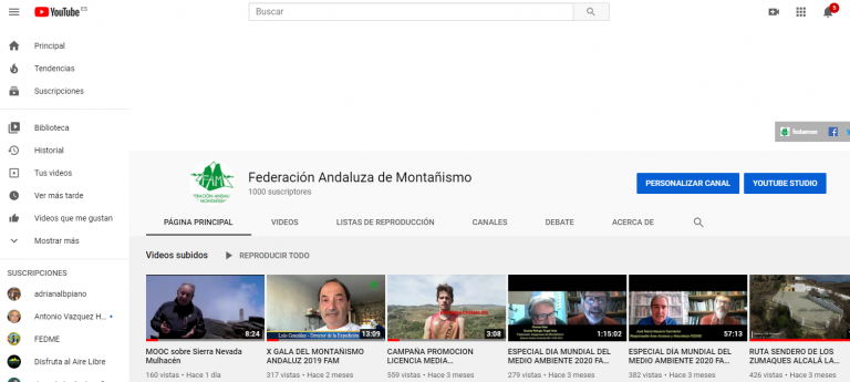 El Canal YouTube FAM alcanza los 1.000 suscriptores