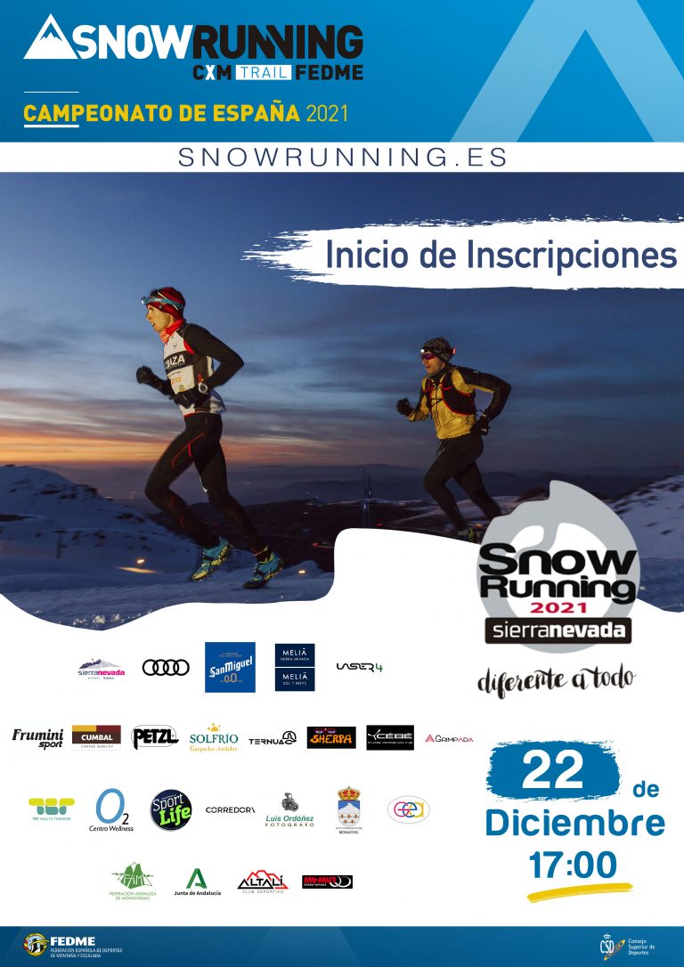 Cuenta atrás para la apertura del plazo de inscripciones para el Campeonato de España de Snow Running Sierra Nevada 2021