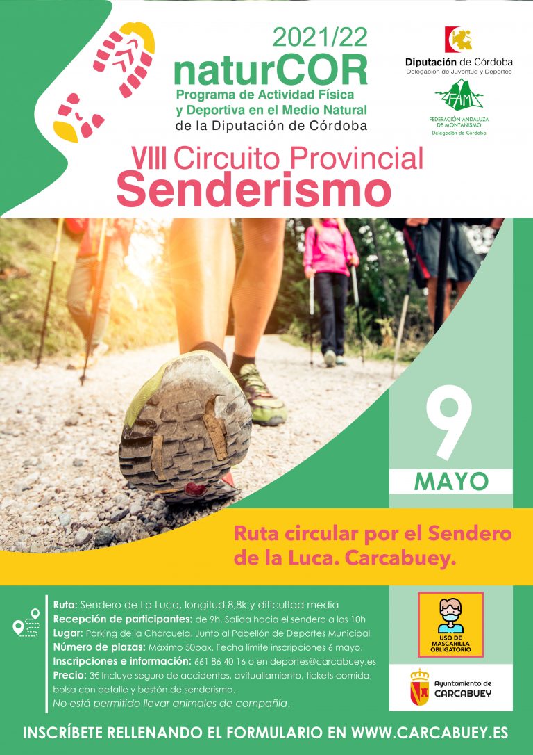La ruta ‘Sendero de la Luca’  en Carcabuey, primera cita del VIII Circuito NaturCOR de Senderismo