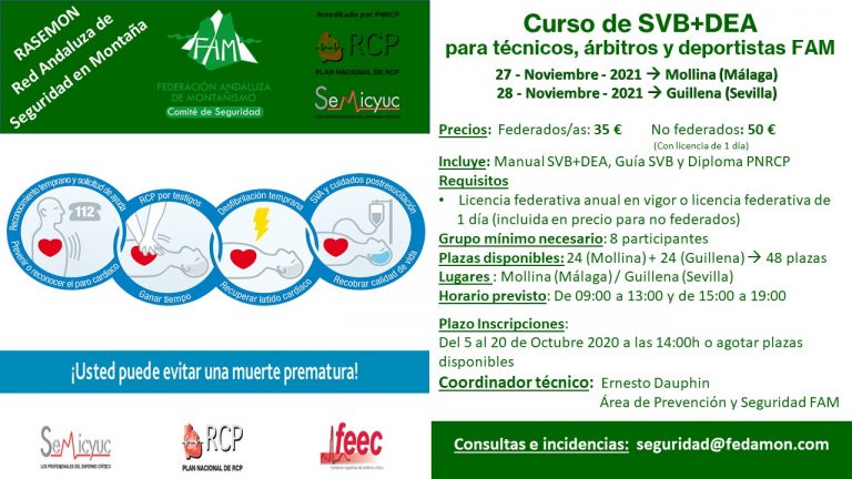 Apertura de inscripciones para el Curso de SVB+DEA ofertado por Prevención y Seguridad FAM