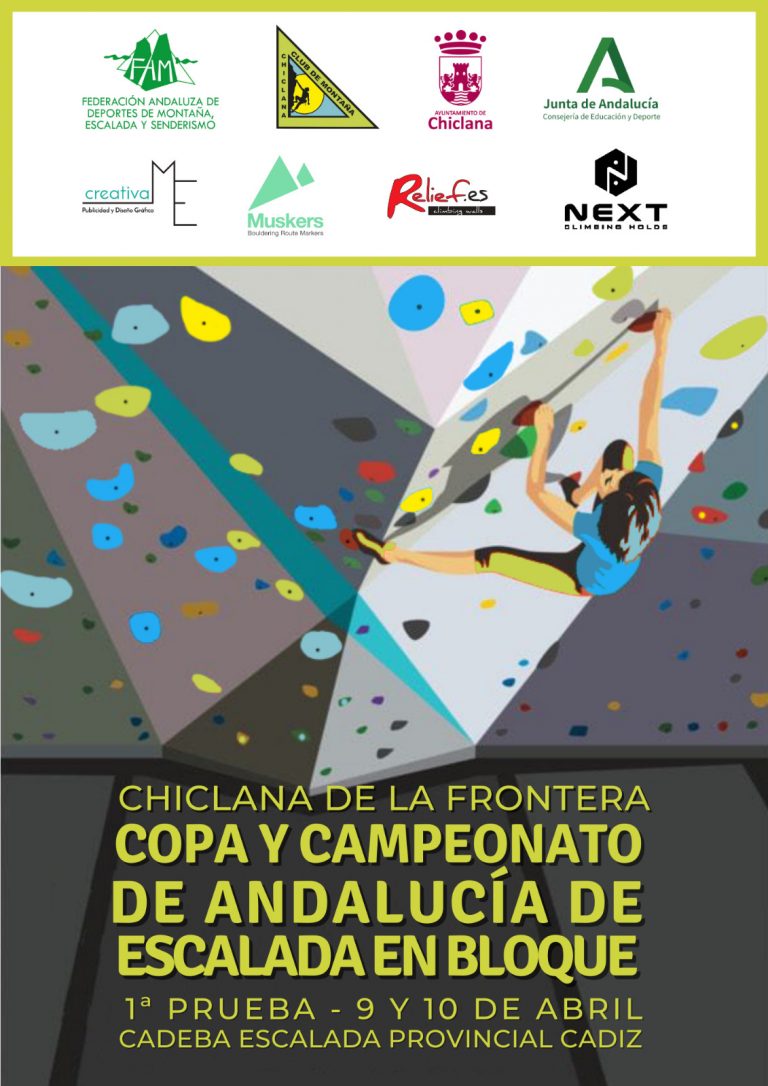 Abiertas desde este lunes 7 de marzo las inscripciones para el Campeonato de Andalucía de Escalada de Bloque y primera prueba de Copa en Chiclana