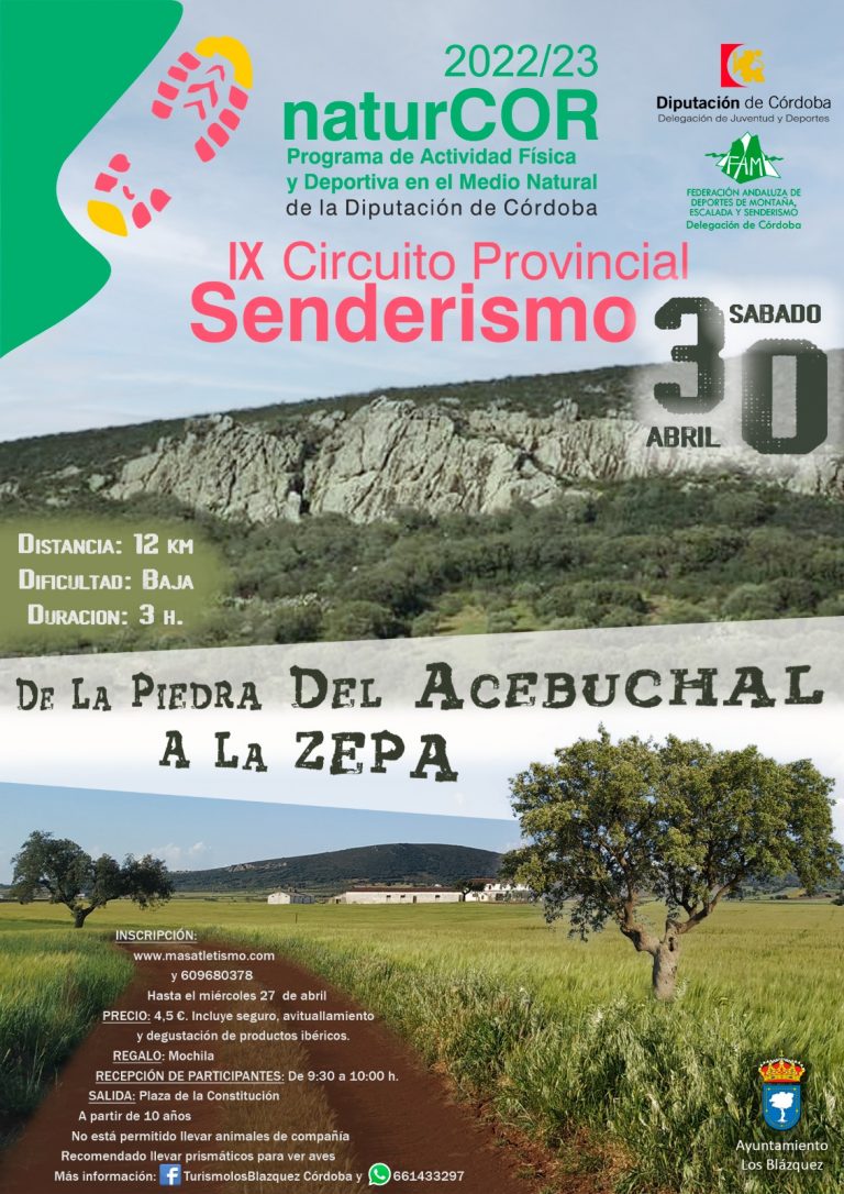 El IX Circuito NaturCOR comienza el 30 de abril con la Ruta de la Piedra del Acebuchal a la Zepa