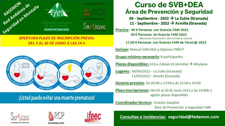 La Zubia y Armilla (Granada) acogerán un Curso SVB+DEA impartido por Prevención y Seguridad de la FAM en septiembre