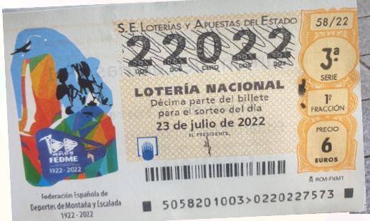 Lotería Nacional y sello de correos en conmemoración del Centenario FEDME
