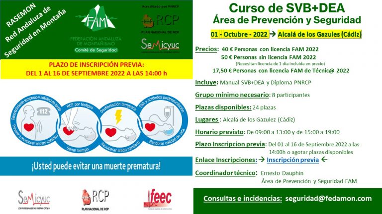 Las inscripciones para el Curso de SVB + DEA de Alcalá de los Gazules ya se encuentran abiertas