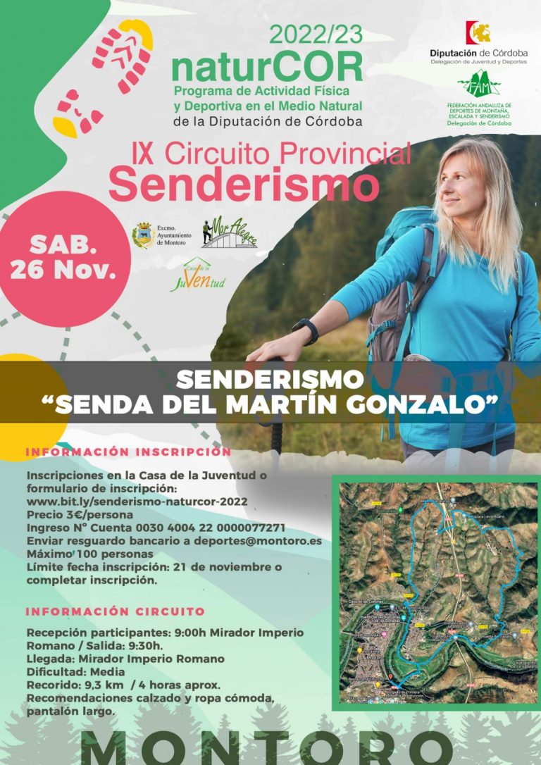 La Ruta Senderos Martín Gonzalo de Montoro, cita del Circuito NaturCOR el próximo 26 de noviembre
