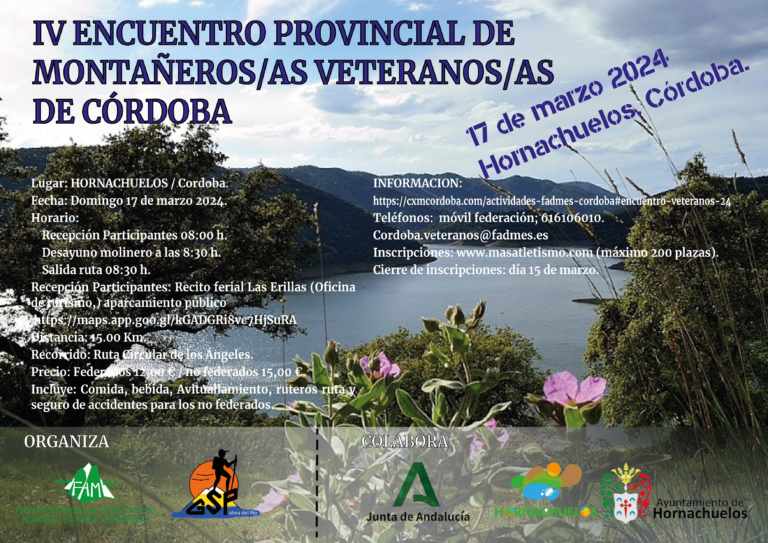 Hornachuelos será la sede del «IV Encuentro Provincial de Montañeros/as Veteranos/as de Córdoba» 2024