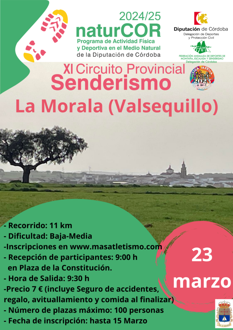 La tercera cita del Circuito naturCOR será el 23 de marzo con la Ruta La Morala en Valsequillo
