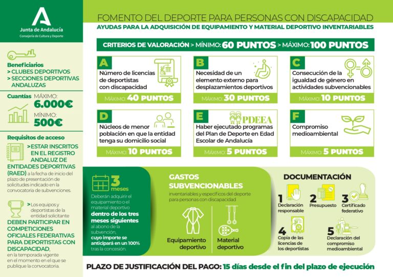 La Junta aprueba el plan de ayudas para la adquisición de equipamiento y material para deportistas con discapacidad