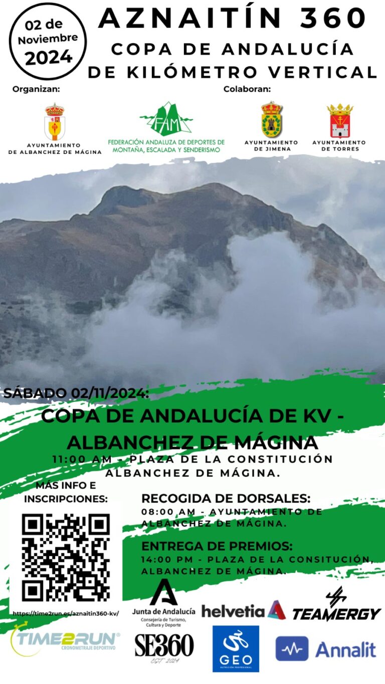 La KV Aznaitín 360 de este sábado determinará los podios finales de la Copa de Andalucía de Carreras Verticales 2024