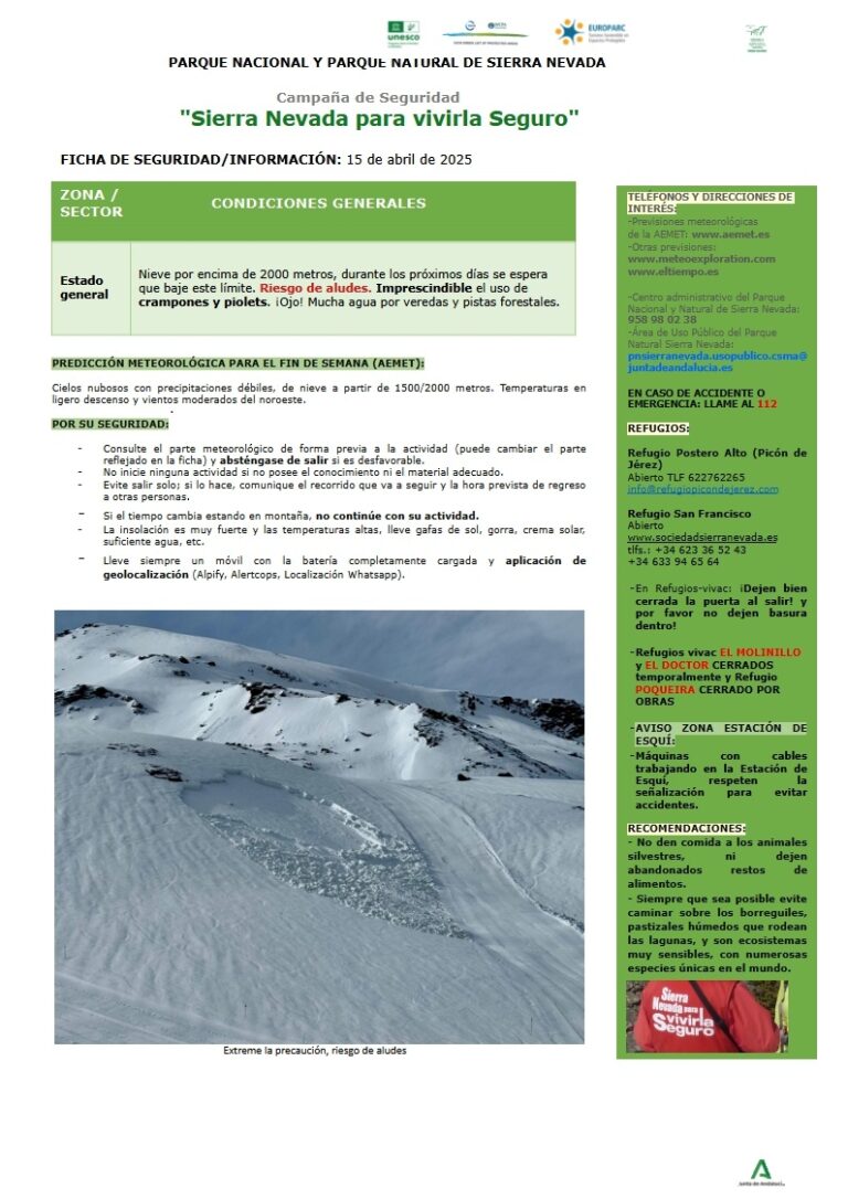 Riesgo de aludes y mucha agua en veredas y pistas forestales