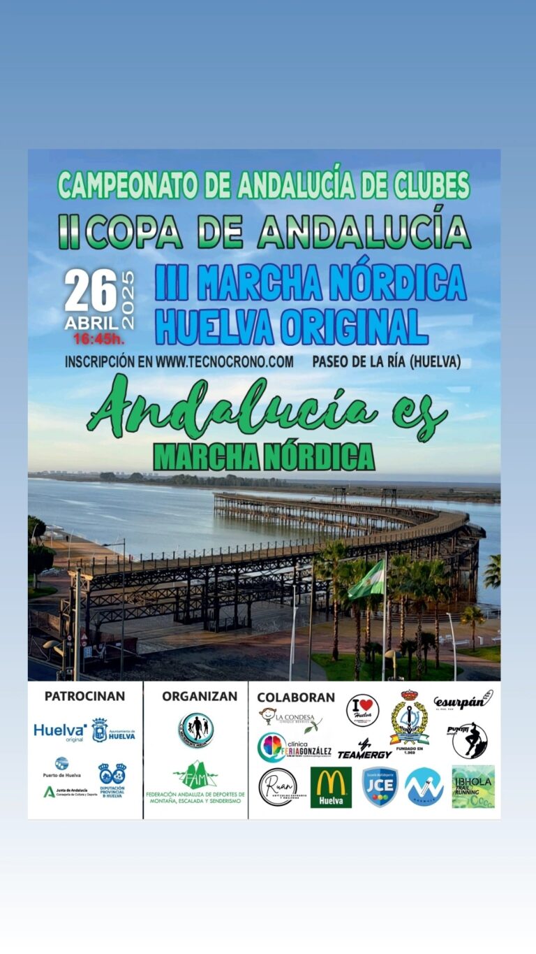 Huelva será el epicentro de Marcha Nórdica andaluza este sábado con el Campeonato de Andalucía de Clubes y prueba de Copa