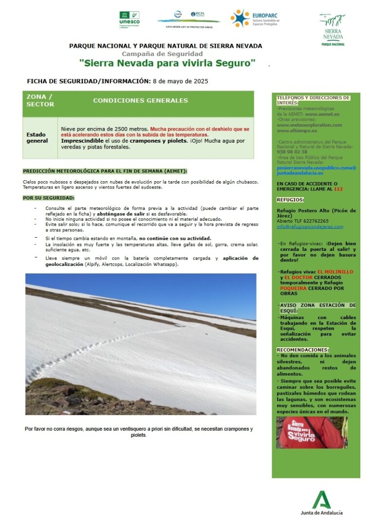 Precaución por el deshielo y la cantidad de agua en veredas y pistas forestales