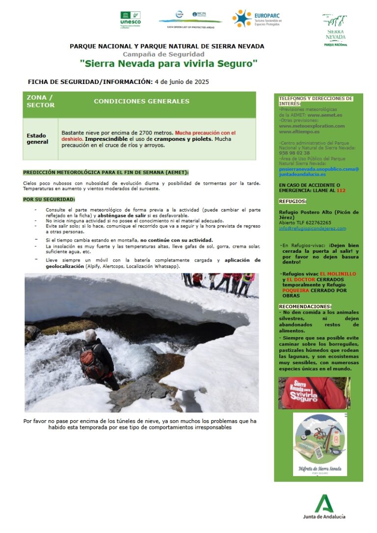 Mucha precaución por el deshielo, la cantidad de nieve por encima de los 2.700 metros y de agua en veredas y pistas forestales