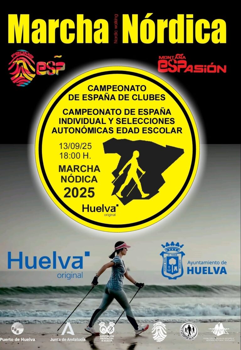 Huelva acogerá el 13 de septiembre el Campeonato de España de Clubes y el CESA de Marcha Nórdica 2025 y hoy se abren inscripciones