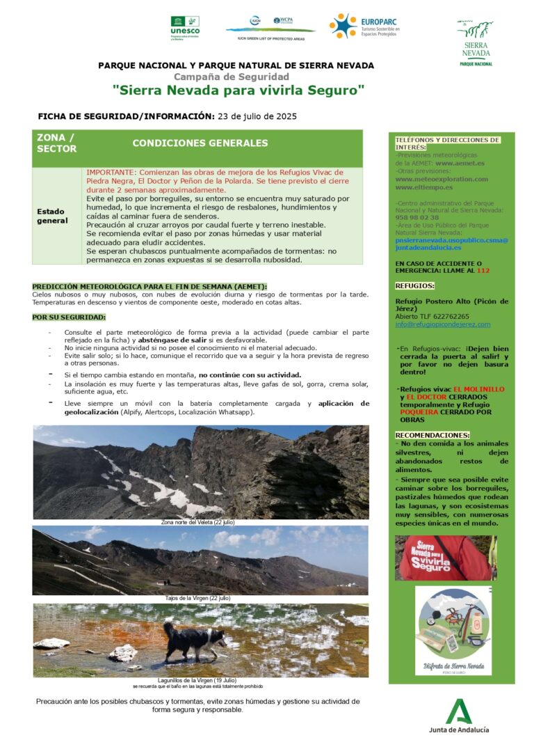 Evitar el paso por borreguiles por el riesgo de resbalones, hundimientos y caídas al caminar fuera de senderos