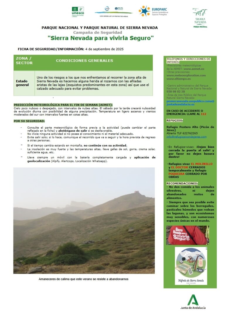 Máximo cuidado con las afiladas aristas de las lajas en la zona alta de Sierra Nevada