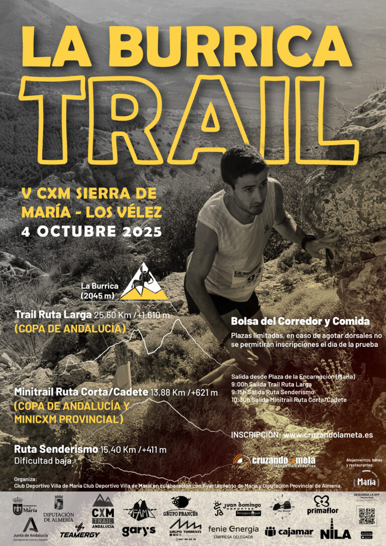 La Copa de Andalucía de CxM En Línea tiene su próxima cita el 4 de octubre en María (Almería) con motivo de ‘La Burrica Trail’