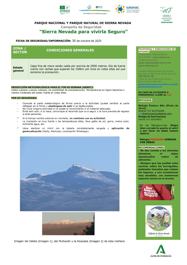 Extremar la precaución por rachas de vientos de más de 100 km por hora en cotas altas