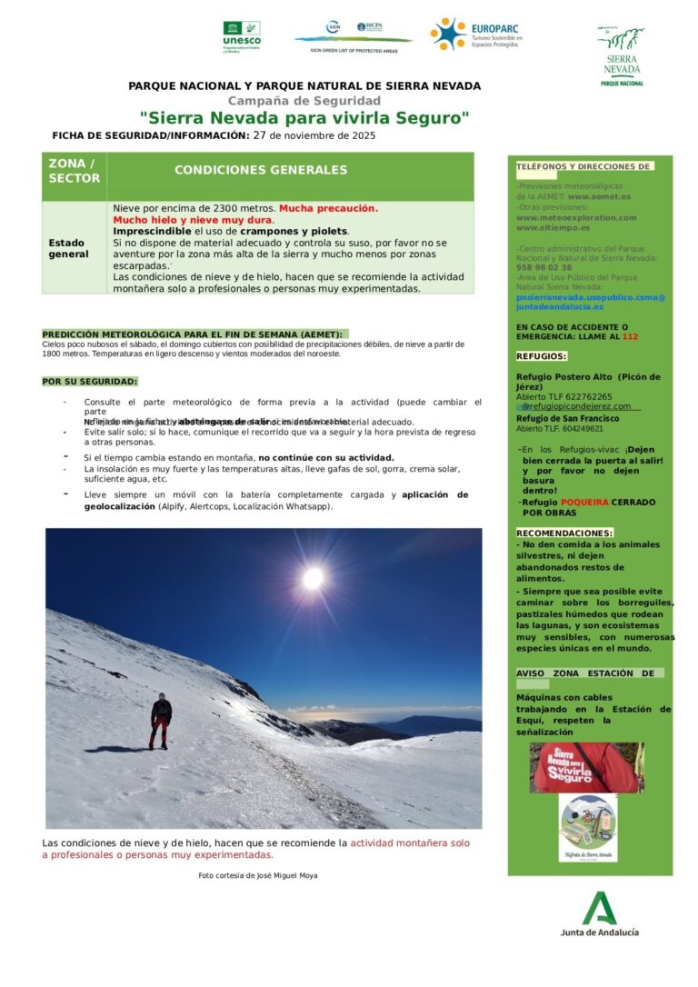 Mucho hielo y nieve muy dura en Sierra Nevada