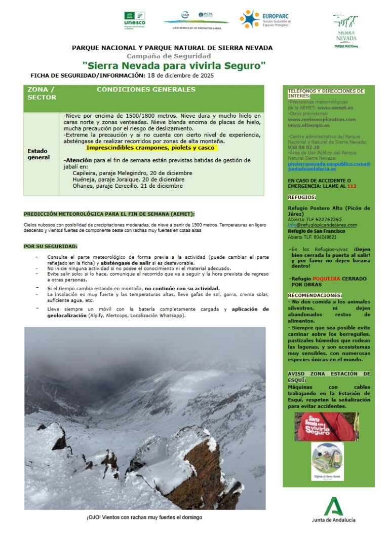 Mucho hielo y nieve muy dura en caras nortes y zonas venteadas, y nieve blanda encima de placas de hielo