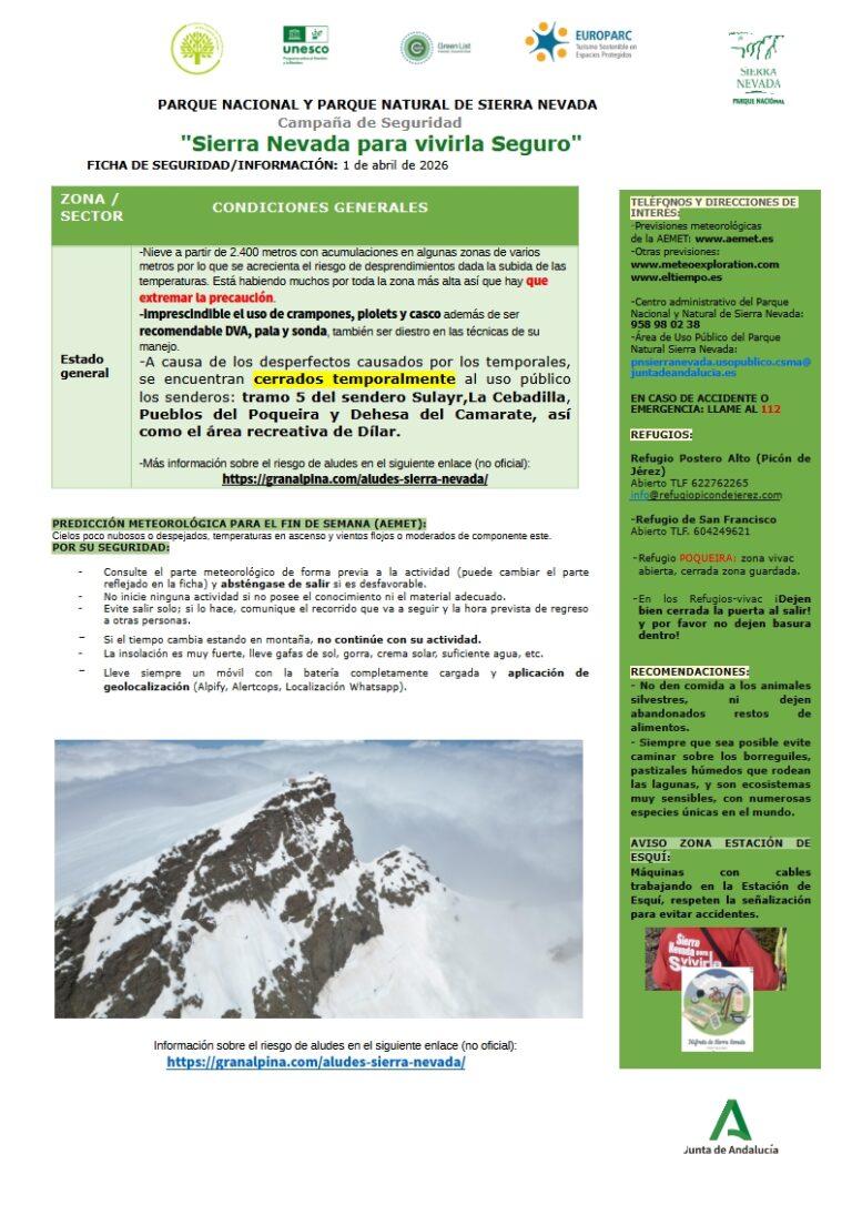 Extremar la precaución por el incremento de desprendimientos por la subida de las temperaturas