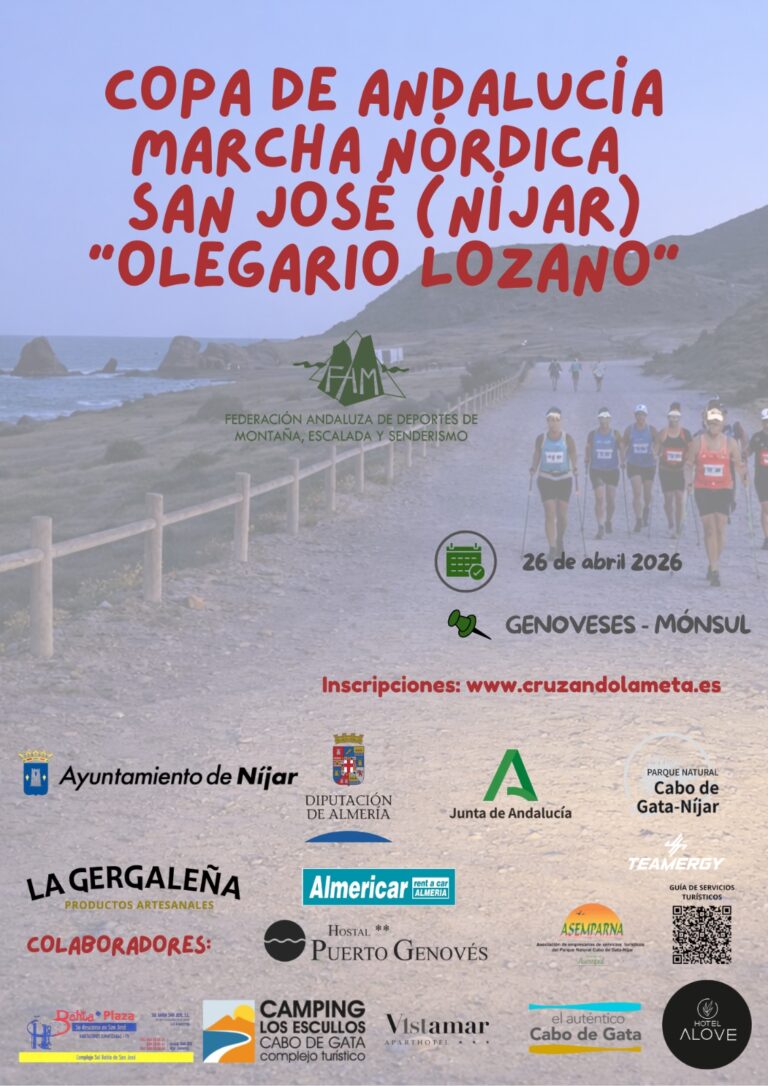 La Copa de Andalucía de Marcha Nórdica vuelve a Almería con la Marcha Nórdica «Olegario Lozano» en San José, Níjar