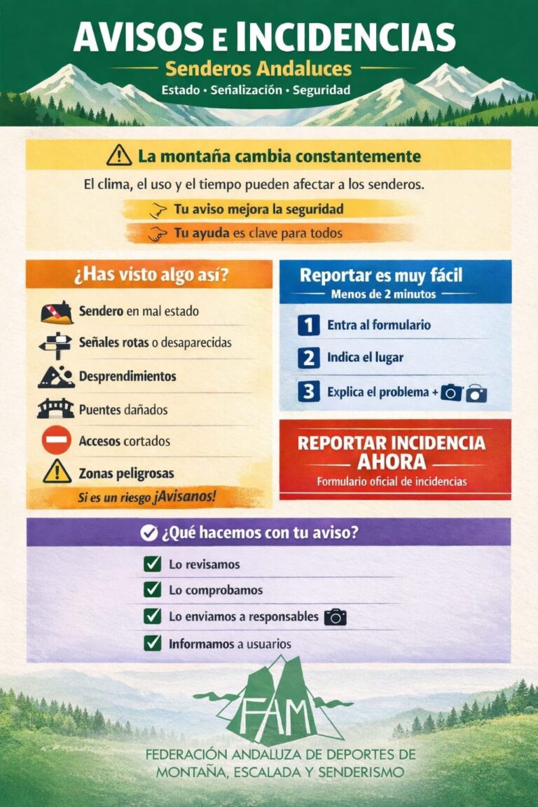 Avisos e incidencias-Senderos Andaluces, tu ayuda es clave