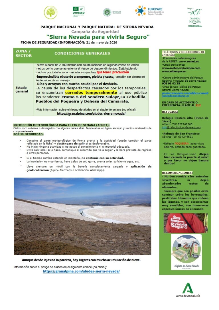 El riesgo de desprendimientos en las zonas altas permanece por la gran cantidad de nieve acumulada
