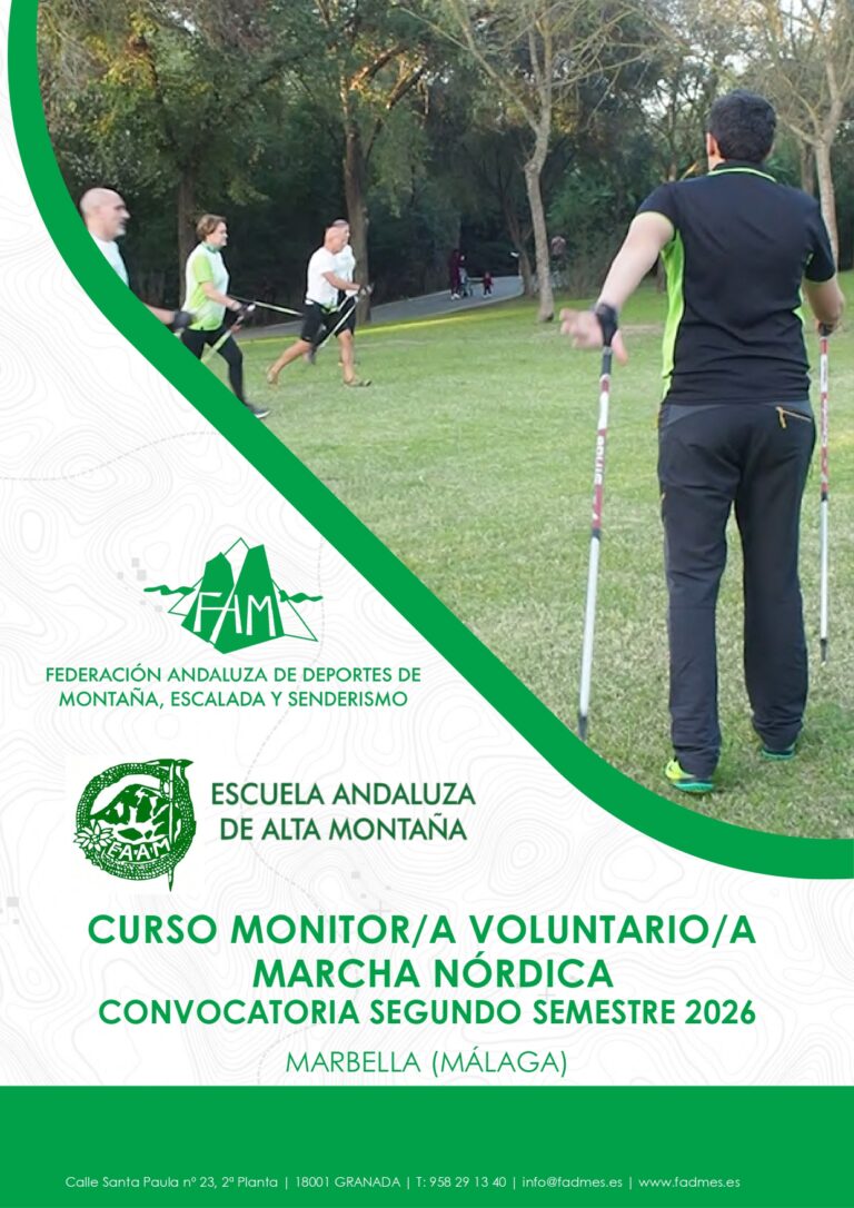 Abierto el plazo de inscripción para la formación a Monitor/a Voluntario/a de Marcha Nórdica programado por la EAAM para el segundo semestre 2026