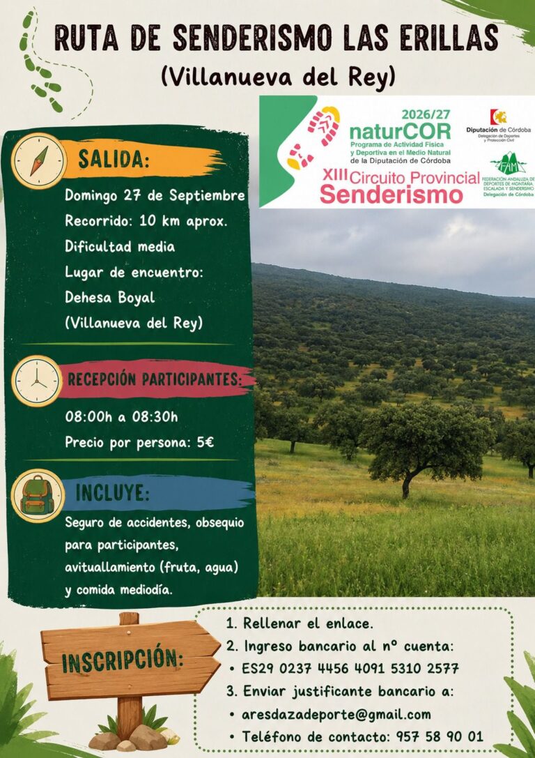 La Ruta Las Erillas en Villanueva del Rey, novena cita del programa naturCOR 2026