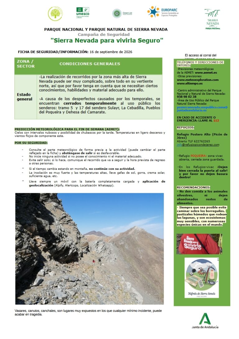 Complicaciones para realizar recorridos por la vertiente norte en zonas altas de Sierra Nevada